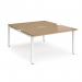 Adapt sliding top back to back desks 1400mm x 1600mm - white frame, oak top STE1416-WH-O