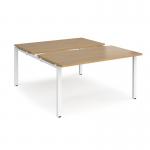 Adapt sliding top back to back desks 1400mm x 1600mm - white frame, oak top STE1416-WH-O