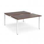 Adapt sliding top back to back desks 1400mm x 1600mm - white frame, walnut top STE1416-WH-W