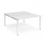 Adapt sliding top back to back desks 1400mm x 1600mm - white frame, white top STE1416-WH-WH