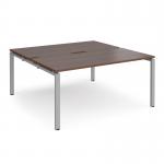 Adapt sliding top back to back desks 1600mm x 1200mm - silver frame, walnut top STE1612-S-W