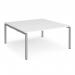 Adapt sliding top back to back desks 1600mm x 1200mm - silver frame, white top STE1612-S-WH