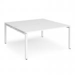 Adapt sliding top back to back desks 1600mm x 1200mm - white frame, white top STE1612-WH-WH