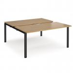 Adapt sliding top back to back desks 1600mm x 1600mm - black frame, oak top STE1616-K-O