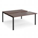 Adapt sliding top back to back desks 1600mm x 1600mm - black frame, walnut top STE1616-K-W