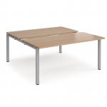 Adapt sliding top back to back desks 1600mm x 1600mm - silver frame, beech top STE1616-S-B