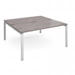 Adapt sliding top back to back desks 1600mm x 1600mm - silver frame, grey oak top STE1616-S-GO
