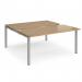 Adapt sliding top back to back desks 1600mm x 1600mm - silver frame, oak top STE1616-S-O