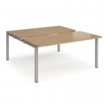 Adapt sliding top back to back desks 1600mm x 1600mm - silver frame, oak top STE1616-S-O