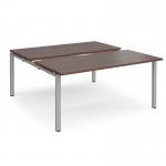 Adapt sliding top back to back desks 1600mm x 1600mm - silver frame, walnut top STE1616-S-W