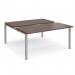 Adapt sliding top back to back desks 1600mm x 1600mm - silver frame, walnut top STE1616-S-W