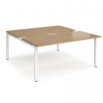 Adapt sliding top back to back desks 1600mm x 1600mm - white frame, oak top STE1616-WH-O