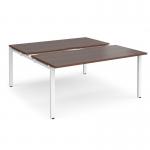 Adapt sliding top back to back desks 1600mm x 1600mm - white frame, walnut top STE1616-WH-W