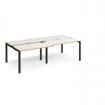 Adapt sliding top double back to back desks 2400mm x 1200mm - black frame, white top with oak edging STE2412-K-WO