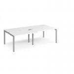 Adapt sliding top double back to back desks 2400mm x 1200mm - silver frame, white top STE2412-S-WH