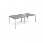 Adapt sliding top double back to back desks 2400mm x 1200mm - white frame, grey oak top STE2412-WH-GO