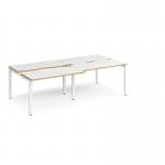 Adapt sliding top double back to back desks 2400mm x 1200mm - white frame, white top with oak edging STE2412-WH-WO
