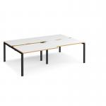 Adapt sliding top double back to back desks 2400mm x 1600mm - black frame, white top with oak edging STE2416-K-WO