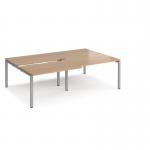 Adapt sliding top double back to back desks 2400mm x 1600mm - silver frame, beech top STE2416-S-B