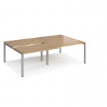 Adapt sliding top double back to back desks 2400mm x 1600mm - silver frame, oak top STE2416-S-O