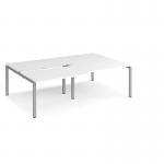 Adapt sliding top double back to back desks 2400mm x 1600mm - silver frame, white top STE2416-S-WH