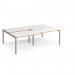 Adapt sliding top double back to back desks 2400mm x 1600mm - silver frame, white top with oak edging STE2416-S-WO