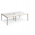 Adapt sliding top double back to back desks 2400mm x 1600mm - silver frame, white top with oak edging STE2416-S-WO