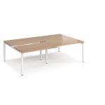 Adapt sliding top double back to back desks 2400mm x 1600mm - white frame, beech top STE2416-WH-B