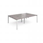 Adapt sliding top double back to back desks 2400mm x 1600mm - white frame, grey oak top STE2416-WH-GO