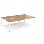 Adapt sliding top double back to back desks 2400mm x 1600mm - white frame, oak top STE2416-WH-O