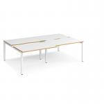 Adapt sliding top double back to back desks 2400mm x 1600mm - white frame, white top with oak edging STE2416-WH-WO