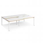 Adapt sliding top double back to back desks 2400mm x 1600mm - white frame, white top with oak edging STE2416-WH-WO