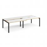 Adapt sliding top double back to back desks 2800mm x 1200mm - black frame, white top with oak edging STE2812-K-WO