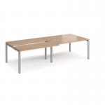 Adapt sliding top double back to back desks 2800mm x 1200mm - silver frame, beech top STE2812-S-B