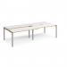 Adapt sliding top double back to back desks 2800mm x 1200mm - silver frame, white top with oak edging STE2812-S-WO