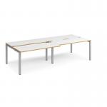 Adapt sliding top double back to back desks 2800mm x 1200mm - silver frame, white top with oak edging STE2812-S-WO