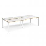 Adapt sliding top double back to back desks 2800mm x 1200mm - white frame, white top with oak edging STE2812-WH-WO
