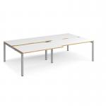 Adapt sliding top double back to back desks 2800mm x 1600mm - silver frame, white top with oak edging STE2816-S-WO