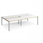 Adapt sliding top double back to back desks 2800mm x 1600mm - silver frame, white top with oak edging STE2816-S-WO