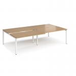 Adapt sliding top double back to back desks 2800mm x 1600mm - white frame, oak top STE2816-WH-O