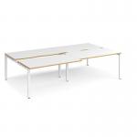 Adapt sliding top double back to back desks 2800mm x 1600mm - white frame, white top with oak edging STE2816-WH-WO