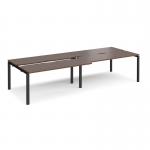 Adapt sliding top double back to back desks 3200mm x 1200mm - black frame, walnut top STE3212-K-W