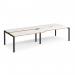 Adapt sliding top double back to back desks 3200mm x 1200mm - black frame, white top with oak edging STE3212-K-WO