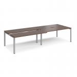 Adapt sliding top double back to back desks 3200mm x 1200mm - silver frame, walnut top STE3212-S-W