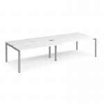 Adapt sliding top double back to back desks 3200mm x 1200mm - silver frame, white top STE3212-S-WH