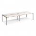 Adapt sliding top double back to back desks 3200mm x 1200mm - silver frame, white top with oak edging STE3212-S-WO