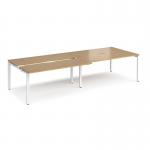 Adapt sliding top double back to back desks 3200mm x 1200mm - white frame, oak top STE3212-WH-O