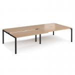 Adapt sliding top double back to back desks 3200mm x 1600mm - black frame, beech top STE3216-K-B