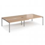 Adapt sliding top double back to back desks 3200mm x 1600mm - silver frame, beech top STE3216-S-B