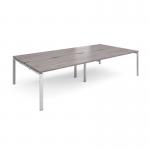 Adapt sliding top double back to back desks 3200mm x 1600mm - silver frame, grey oak top STE3216-S-GO